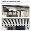  Luifel, Zonwering, Intrekbaar, Met Handslinger, Metalen Frame, Polyester, Blauw+wit, 3,95 X 2,45 X 3,50 M 5