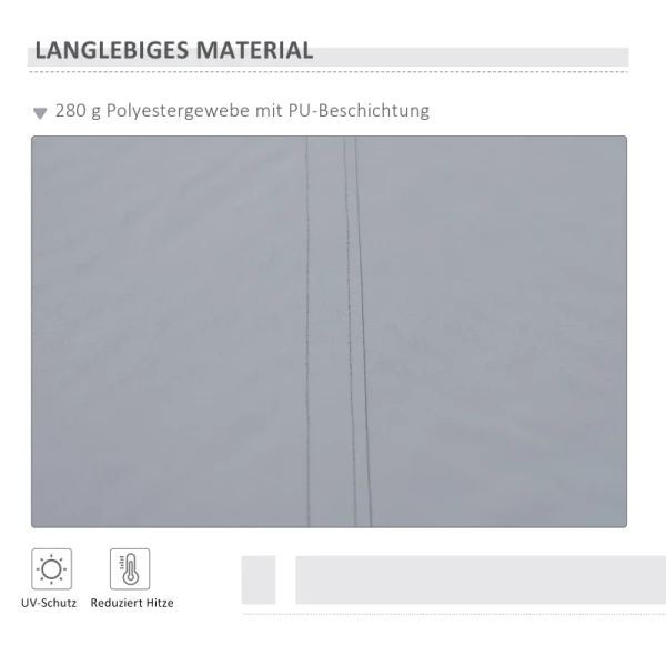  Luifel, Zonwering, Intrekbaar, Met Handslinger, Metalen Frame, Polyester, Grijs+wit, 3,95 X 2,45 X 3,50 M 4