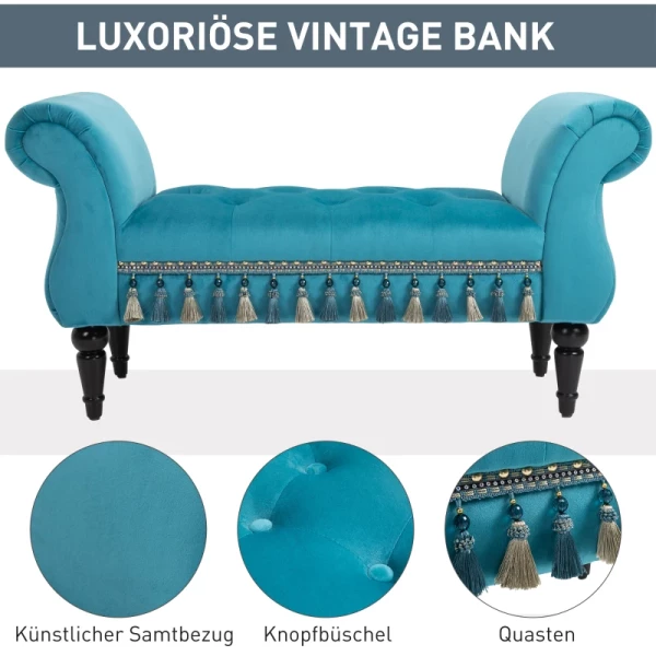  Luxe Bank Gestoffeerde Bankkruk Polyester Schuimrubber Blauw 117 X 40 X 58 Cm 4