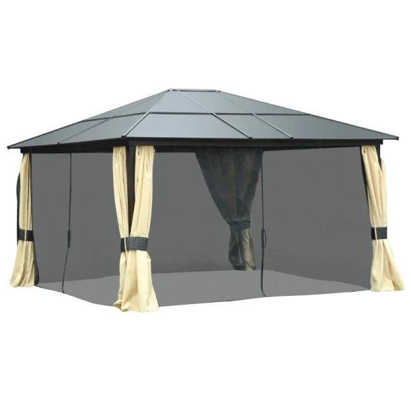  Luxe Paviljoen Tuinpaviljoen Aluminium Partytent Tuintent Met Lichtdoorlatend PC-dak 420 X 360 X 275 Cm 11