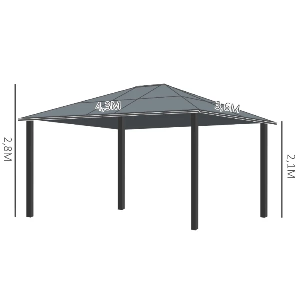  Luxe Paviljoen Tuinpaviljoen Aluminium Partytent Tuintent Met Lichtdoorlatend PC-dak 420 X 360 X 275 Cm 3