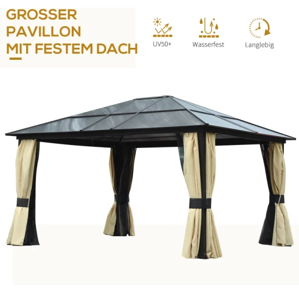  Luxe Paviljoen Tuinpaviljoen Aluminium Partytent Tuintent Met Lichtdoorlatend PC-dak 420 X 360 X 275 Cm 4