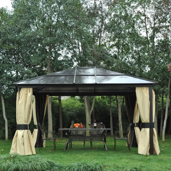  Luxe Paviljoen Tuinpaviljoen Aluminium Partytent Tuintent Met Lichtdoorlatend PC-dak 420 X 360 X 275 Cm 10