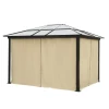  Luxe Paviljoen Tuinpaviljoen Aluminium Partytent Tuintent Met Lichtdoorlatend PC Dak Bruin + Beige 295 X 360 X 265 Cm 11