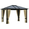  Luxe Paviljoen Tuinpaviljoen Aluminium Partytent Tuintent Met Lichtdoorlatend PC Dak Bruin + Beige 295 X 360 X 265 Cm 1