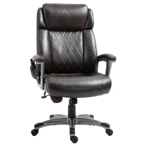  Massage Bureaustoel 6-punts Massagedraaistoel Ergonomische Stoel Verstelbaar In Kunstleer Met Gebogen Hoofdsteun En Armleuningen Bruin 70 X 76,5 X 114-124 Cm 1