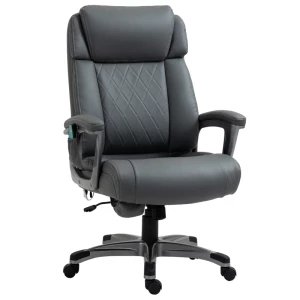  Massage Bureaustoel 6-punts Massagedraaistoel Ergonomische Stoel Verstelbaar In Kunstleer Met Gebogen Hoofdsteun En Armleuningen Grijs 70 X 76,5 X 114-124 Cm 1