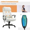  Massage Bureaustoel 6-punts Massagedraaistoel Ergonomische Stoel Verstelbaar In Kunstleer Met Gebogen Hoofdsteun En Armleuningen Wit 70 X 76,5 X 114-124 Cm 4