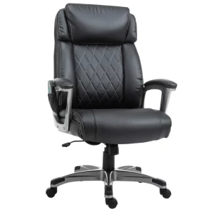  Massage Bureaustoel 6-punts Massagedraaistoel Ergonomische Stoel Verstelbaar In Kunstleer Met Gebogen Hoofdsteun En Armleuningen Zwart 70 X 76,5 X 114-124 Cm 1