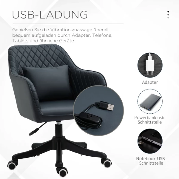  Massage Bureaustoel Bureaustoel Computerstoel Draaistoel Werkstoel Met Trilfunctie Lendenkussen Armleuningen In Hoogte Verstelbaar PU Antraciet Grijs 55 X 65 X 78-86 Cm 5