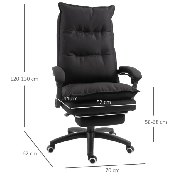  Massage Bureaustoel, Directiestoel Met Massagefunctie, Gamestoel, In Hoogte Verstelbare, Ergonomische Draaistoel, Massagestoel, Nylon, Zwart, 70 X 62 X 120-130 Cm 3