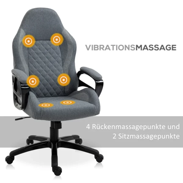  Massage Bureaustoel, Directiestoel Met Massagefunctie, In Hoogte Verstelbare Gamestoel, Ergonomische Draaistoel, Massagestoel, Grijs, 64 X 68,5 X 113-121 Cm 4