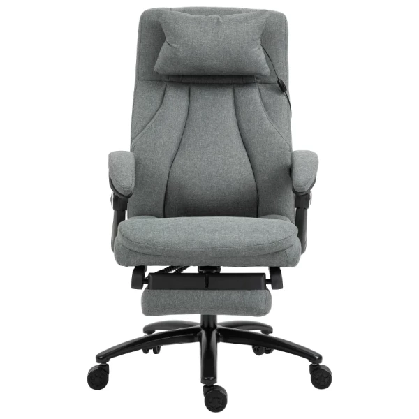  Massage Bureaustoel, In Hoogte Verstelbare Directiestoel, Gamestoel Met Voetsteunmassagefunctie, Ergonomische Draaistoel, Massagestoel, Linnen Gevoel, Grijs, 60 X 68 X 109-117 Cm 11