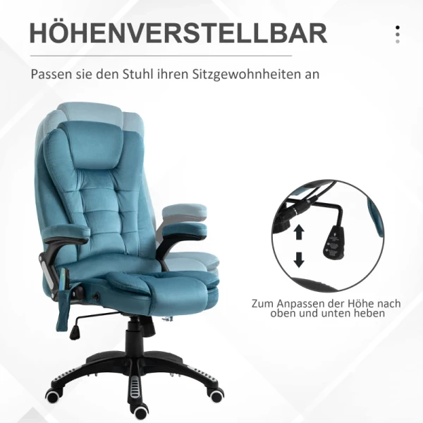  Massagestoel Directiestoel Met Massagefunctie In Hoogte Verstelbare Draaistoel Ergonomische Gamingstoel Bureaustoel Massage Blauw 67 X 74 X 107-116 Cm 4