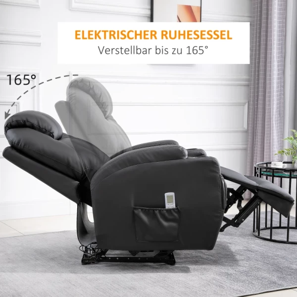  Massagestoel, Elektrische Relaxstoel, Tv-stoel, Massagefunctie, Ligfunctie, Kunstleer, Hout, Metaal, Schuim, Zwart, 82 X 97 X 110 Cm 6