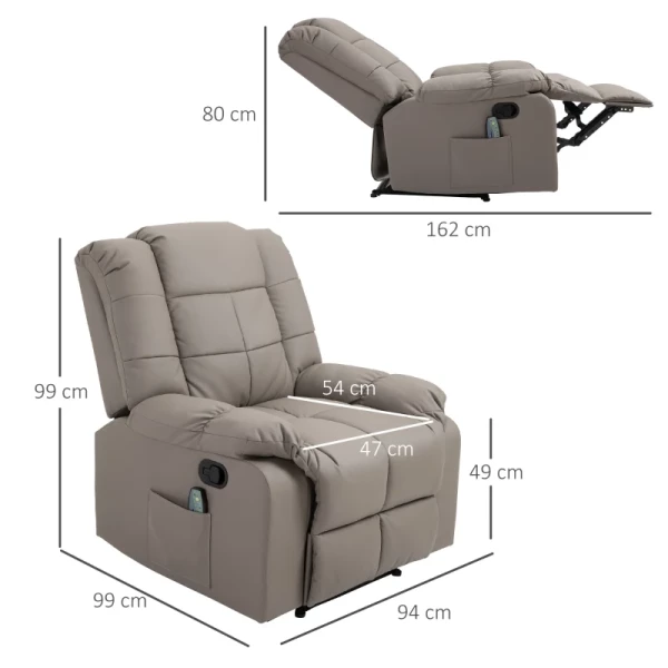  Massagestoel Elektrische Tv-stoel Met Ligfunctie 8 Massagepunten Grijs 94 X 99 X 99 Cm 3