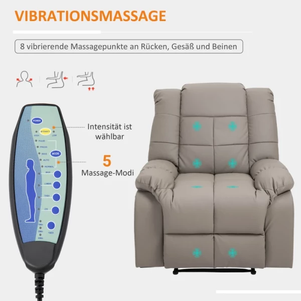  Massagestoel Elektrische Tv-stoel Met Ligfunctie 8 Massagepunten Grijs 94 X 99 X 99 Cm 4