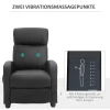  Massagestoel Relaxstoel Tv-stoel Massagebank Massagefunctie Ligfunctie Rugleuning Met Rugleuning 2-punts Massage PU-schuim Zwart 68 X 88 X 98 Cm 4