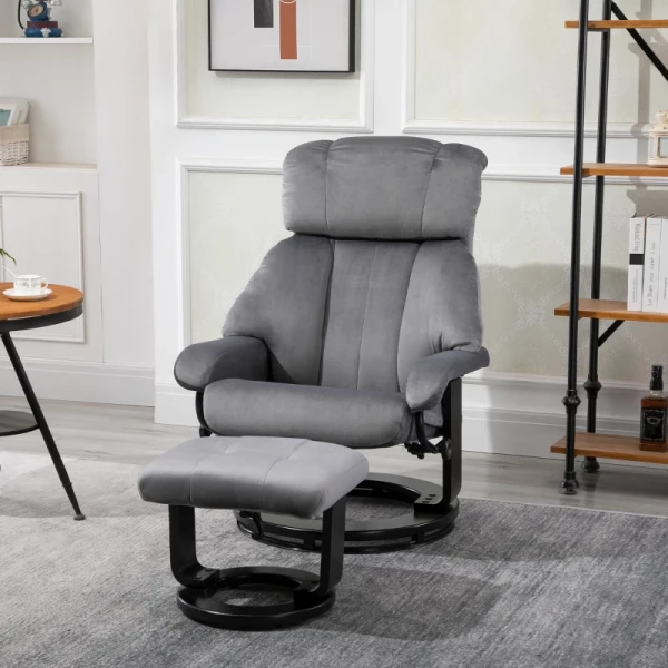  Massagestoel TV-stoel Relaxstoel Met Ligfunctie Fauteuil Met Kruk Massagefunctie Fluweelachtig Polyester Grijs 76 X 80 X 102 Cm 10
