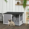  Massief Hout 2 Kom Hondenkennel Veranda Weerbestendig 103cm X 62cm X 66cm Grijs + Wit 2