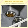  Massief Hout 2 Kom Hondenkennel Veranda Weerbestendig 103cm X 62cm X 66cm Grijs + Wit 5