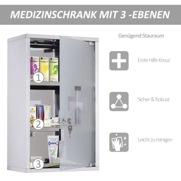  Medicijnkastje Medicijnkastje EHBO-kastje Met Slot RVS 30 X 18 X 50 Cm 6