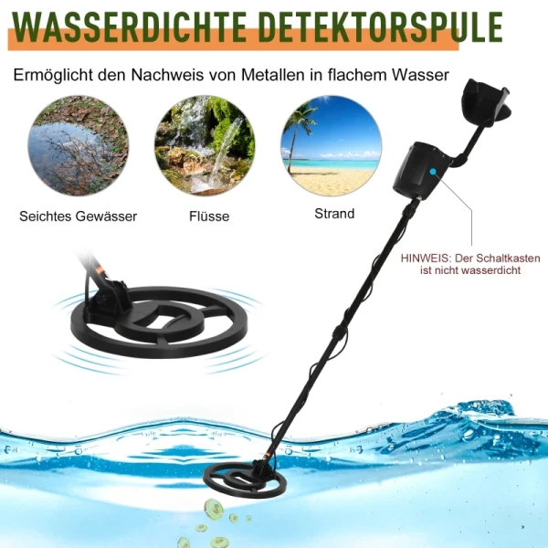  Metaaldetector Metaaldetector Voor Professionals En Beginners Waterdicht Ø22 Cm Zoekspoel Aluminium ABS Zwart 23 X 22 X 114-135 Cm 5