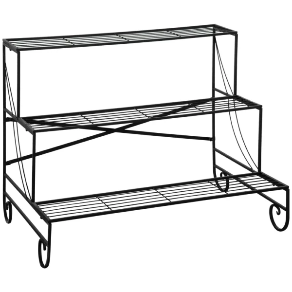 Metalen Bloemenrek 3 Lagen Zwart 95 X 63 X 72 Cm 1