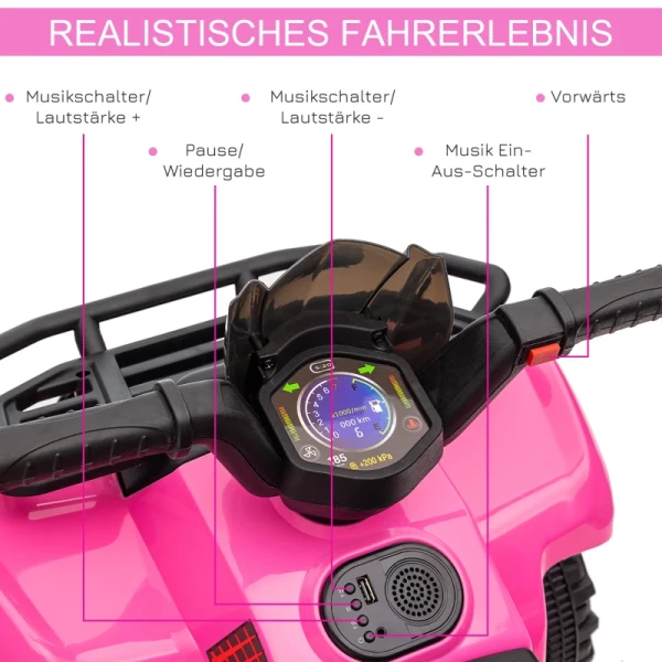  Mini Elektrische Quad Kinderen Elektrische ATV Kinderwagen Koplamp Kindervoertuig Kindermotor Elektrische Quad Voor 18-36 Maanden Kinderen Metaal PP Kunststof Roze 70 X 42 X 45 Cm 6