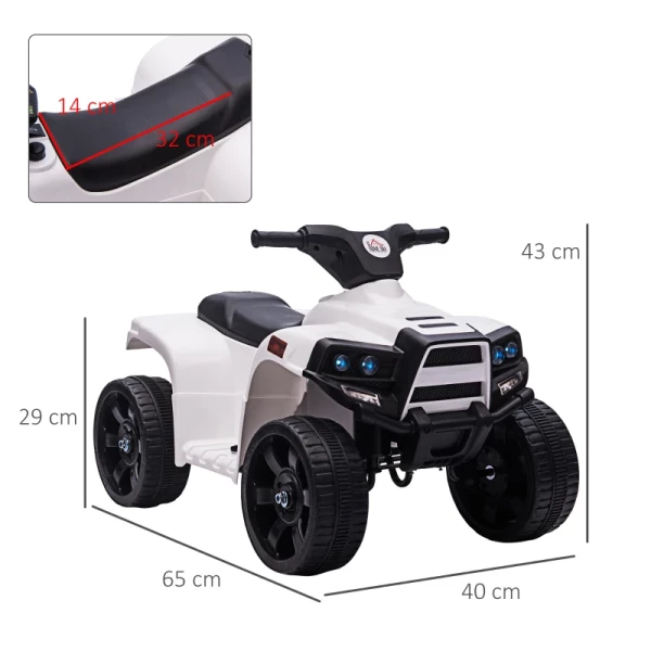  Mini Elektrische Quad Kinderwagen Elektrische ATV Kinderwagen Voor 18 Tot 36 Maanden Elektrische Motorfiets Met 2 Koplampen Elektrische Quad Strandwagen Vorm PP Staal Zwart En Wit 65 X 40 X 43 Cm 3