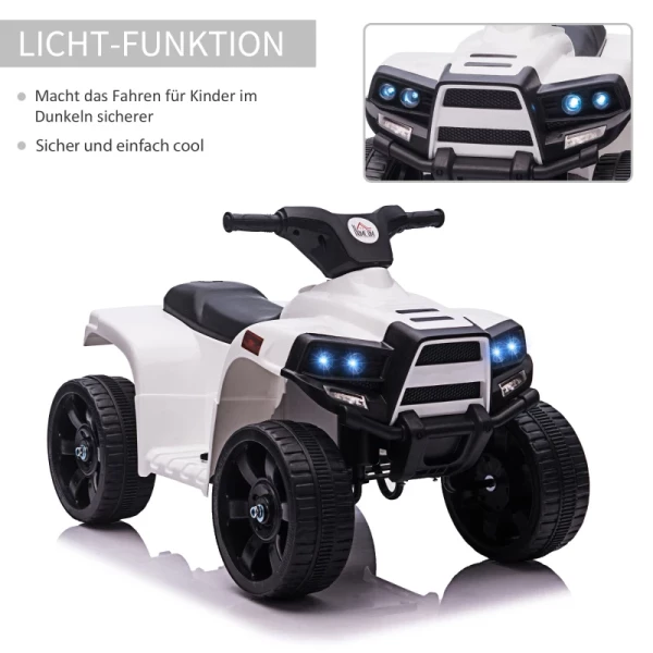  Mini Elektrische Quad Kinderwagen Elektrische ATV Kinderwagen Voor 18 Tot 36 Maanden Elektrische Motorfiets Met 2 Koplampen Elektrische Quad Strandwagen Vorm PP Staal Zwart En Wit 65 X 40 X 43 Cm 6