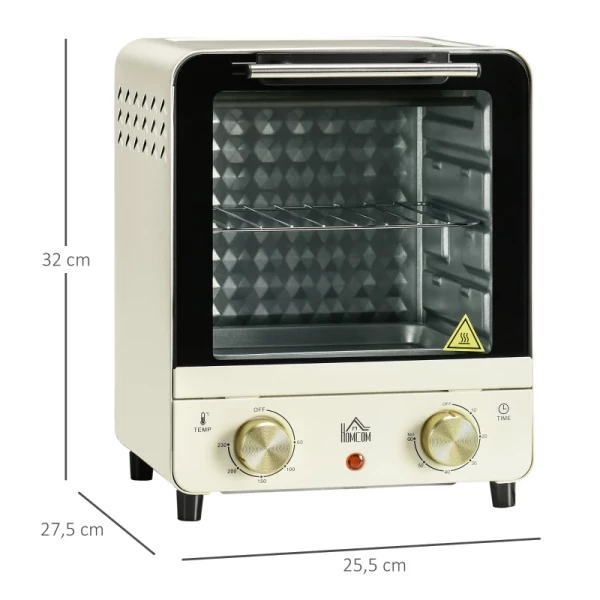  Mini-oven 15L Inhoud, In Hoogte Verstelbare Bakplaat En Rooster, 1000W, Crèmewit 3