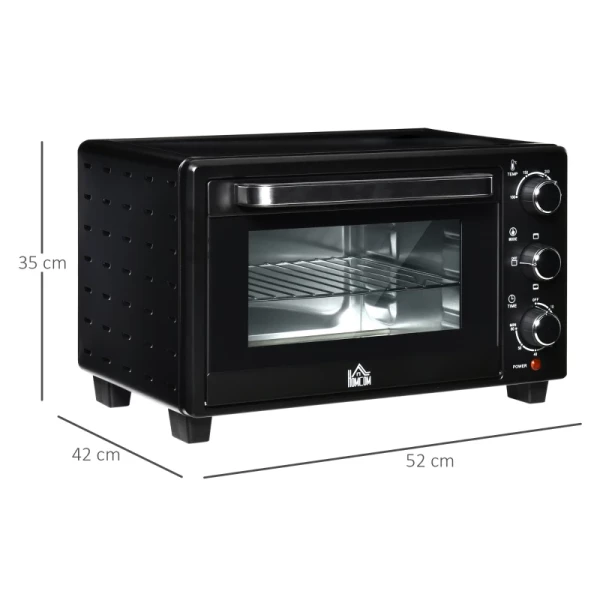  Mini-oven 21L Met 1 Draadframe En 1 Bakplaat 3 Kookstanden 100 °C-230 °C Regelbare Temperatuur Mini-oven 1400W Pizzaoven Met Grill RVS Glas Zwart + Zilver 3