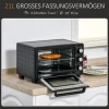  Mini-oven 21L Met 1 Draadframe En 1 Bakplaat 3 Kookstanden 100 °C-230 °C Regelbare Temperatuur Mini-oven 1400W Pizzaoven Met Grill RVS Glas Zwart + Zilver 4