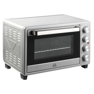  Mini-oven 32L 1600W Elektrische Mini-oven Met Slak Lekbak Metaal Roestvrij Staal Glas Zilver 52,2 X 38,1 X 33,5 Cm 1
