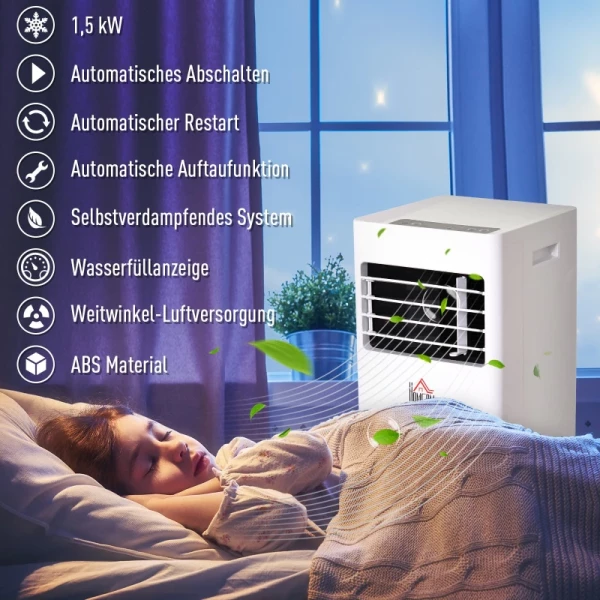  Mobiele Airconditioner, 1,5 KW 3-in-1 Airconditioner - Koelen, Ontvochtigen En Ventileren - Ontvochtiger, Ventilator, 24-uurs Timer, Met Afstandsbediening, 2 Snelheidsniveaus, LED-display, ABS, Wit 5