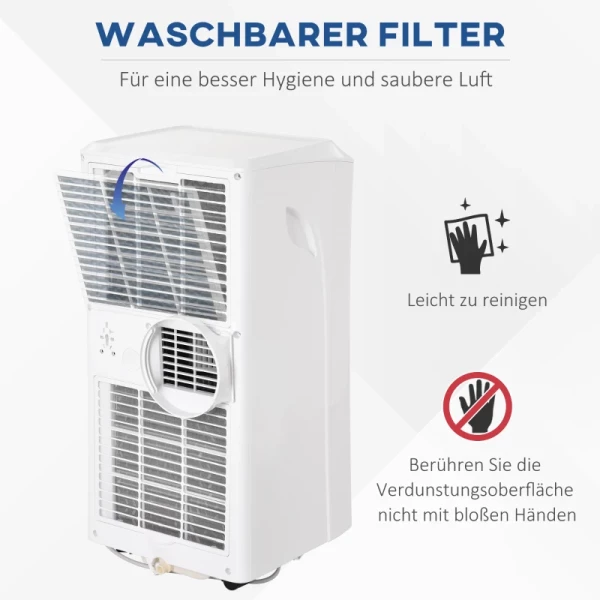  Mobiele Airconditioner, 9K BTU 3-in-1 Airconditioner - Koeling, Ontvochtiging En Ventilatie - Ontvochtiger, Ventilator 12-18㎡ 24-uurs Timer, Met Afstandsbediening, 2 Snelheidsniveaus, LED-display, ABS 4