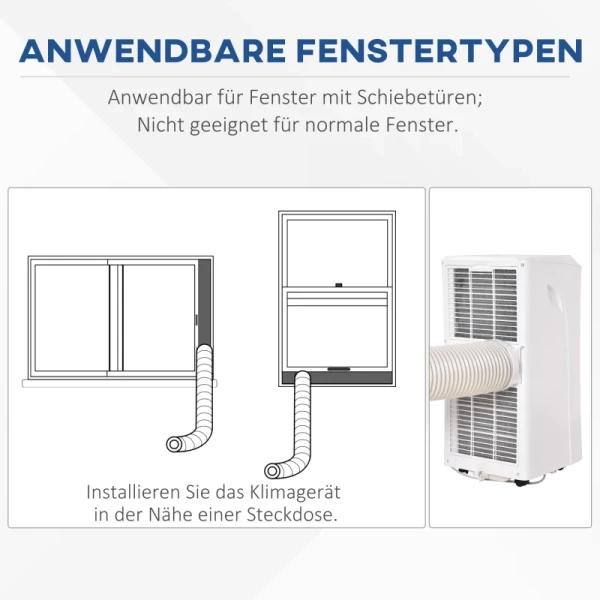  Mobiele Airconditioner, 9K BTU 3-in-1 Airconditioner - Koeling, Ontvochtiging En Ventilatie - Ontvochtiger, Ventilator 12-18㎡ 24-uurs Timer, Met Afstandsbediening, 2 Snelheidsniveaus, LED-display, ABS 5