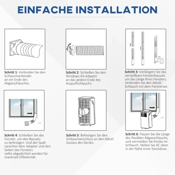  Mobiele Airconditioner, 9K BTU 3-in-1 Airconditioner - Koeling, Ontvochtiging En Ventilatie - Ontvochtiger, Ventilator 12-18㎡ 24-uurs Timer, Met Afstandsbediening, 2 Snelheidsniveaus, LED-display, ABS 6