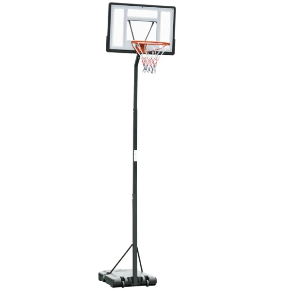 Mobiele Basketbalstandaard, Basketbalring Met Standaard, In Hoogte Verstelbaar, Staal + Kunststof, Zwart, 90 X 165 X 302-352 Cm 1