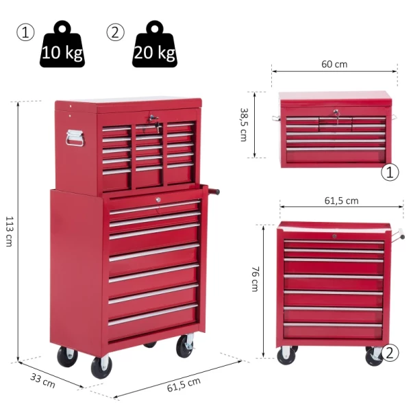  Mobiele Gereedschapswagen Werkplaatswagen Trolley Gereedschapskist (rood) 3