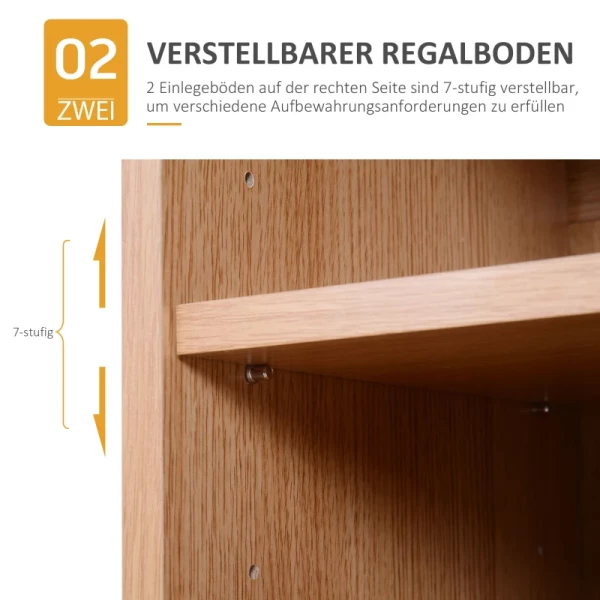  Multifunctionele Kast, Staande Kast, Staande Plank, Decoratieve Kast, Boekenplank, Kast, Hout, Naturel + Wit, 80 X 32 X 91 Cm 5