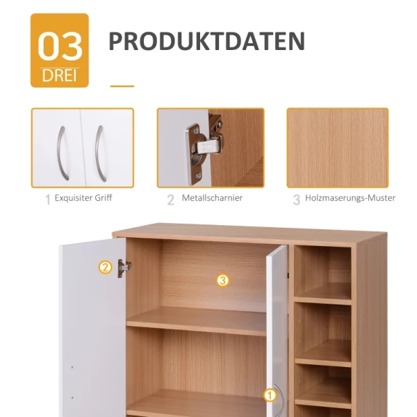  Multifunctionele Kast, Staande Kast, Staande Plank, Decoratieve Kast, Boekenplank, Kast, Hout, Naturel + Wit, 80 X 32 X 91 Cm 6