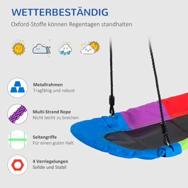  Nest Schommel Boomschommel Kinderschommel Schommelzitje Voor 1-2 Kinderen Tussen 3-14 Jaar Buiten 100-160 Cm Verstelbaar Touw Belastbaar Tot 200 Kg Oxfordstof Veelkleurig 6