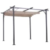  Ombouwpaviljoen Tuinpaviljoen Met Schuifdak D.m.v. Kabel Waterafstotende Zonnekap UV-bestendig Metaal + Polyester Beige 3 X 3 X 2,3 M 4