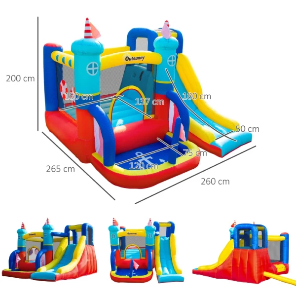  Opblaasbaar Springkasteel Met Blazer Waterpark Voor Kinderen Opblaasbare Glijbaan Indoor En Outdoor Klimwand Trampoline Met Draagtas Voor Kinderen Van 3 Tot 8 Jaar 265 X 260 X 200 Cm 3