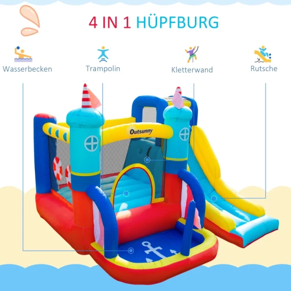  Opblaasbaar Springkasteel Met Blazer Waterpark Voor Kinderen Opblaasbare Glijbaan Indoor En Outdoor Klimwand Trampoline Met Draagtas Voor Kinderen Van 3 Tot 8 Jaar 265 X 260 X 200 Cm 4