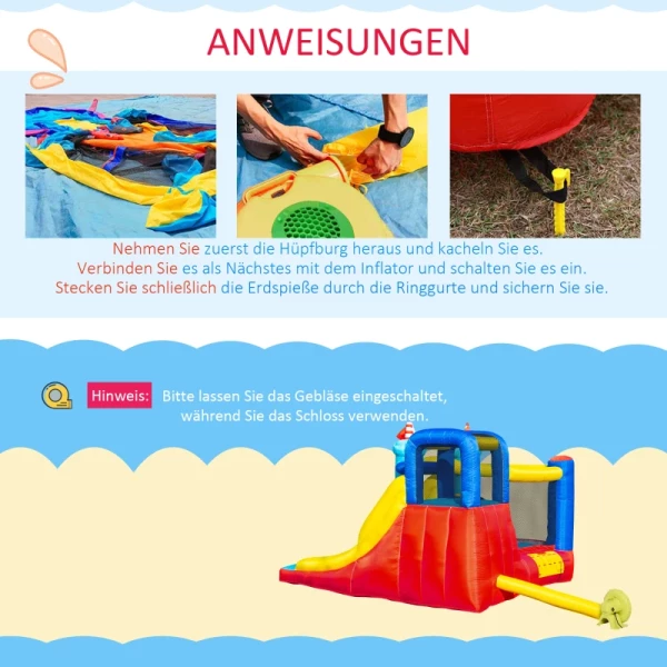  Opblaasbaar Springkasteel Met Blazer Waterpark Voor Kinderen Opblaasbare Glijbaan Indoor En Outdoor Klimwand Trampoline Met Draagtas Voor Kinderen Van 3 Tot 8 Jaar 265 X 260 X 200 Cm 6