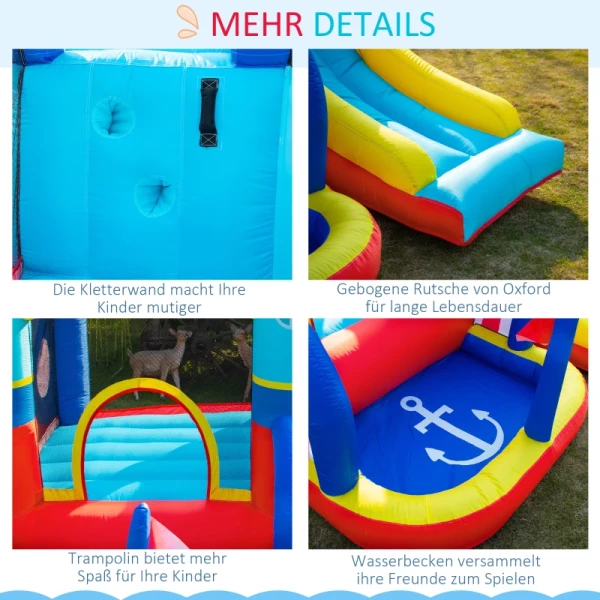  Opblaasbaar Springkasteel Met Blazer Waterpark Voor Kinderen Opblaasbare Glijbaan Indoor En Outdoor Klimwand Trampoline Met Draagtas Voor Kinderen Van 3 Tot 8 Jaar 265 X 260 X 200 Cm 7