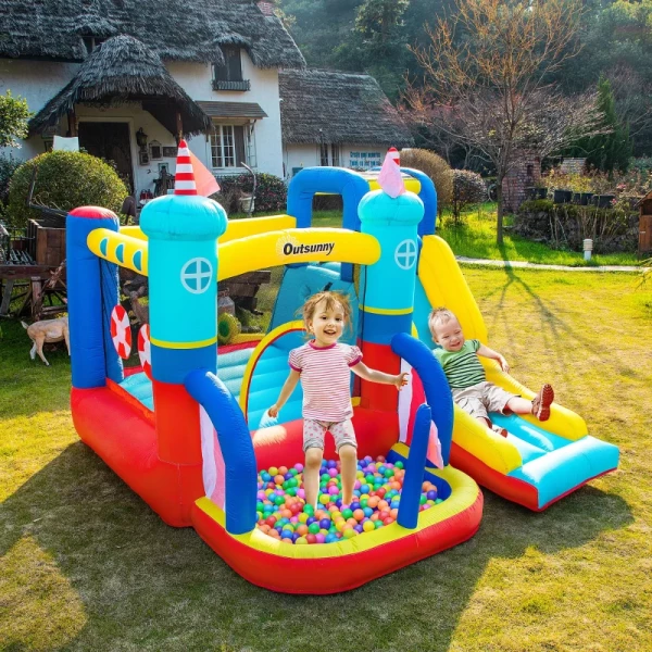  Opblaasbaar Springkasteel Met Blazer Waterpark Voor Kinderen Opblaasbare Glijbaan Indoor En Outdoor Klimwand Trampoline Met Draagtas Voor Kinderen Van 3 Tot 8 Jaar 265 X 260 X 200 Cm 10